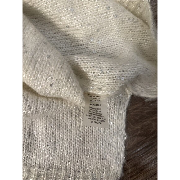 Calvin Klein Silver White Glittery Sweater Women's Size Small Longer Torso - Picture 7 of 8